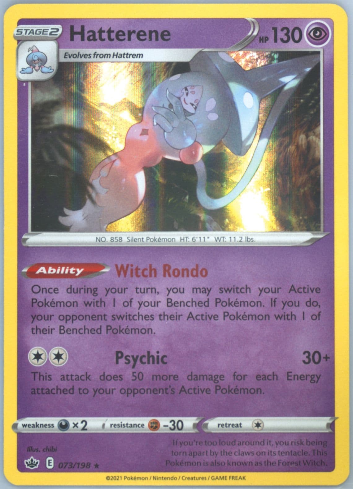 Hatterene-Holo (073) 2021 Pokemon Sword & Shield Chilling Reign