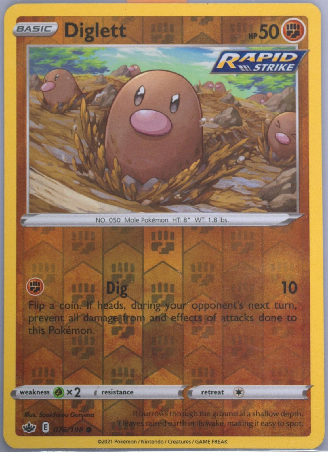Diglett-Reverse Foil (076) 2021 Pokemon Sword & Shield Chilling Reign