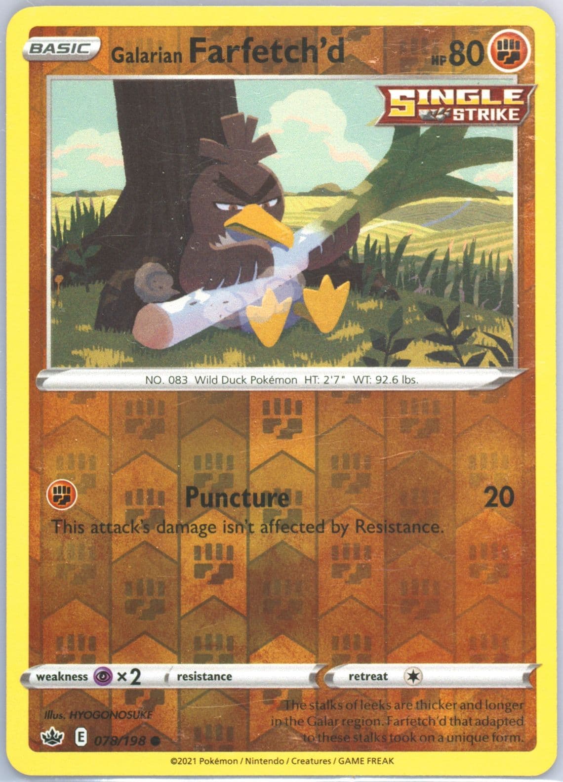 Galarian Farfetch'd-Reverse Foil (078) 2021 Pokemon Sword & Shield Chilling Reign