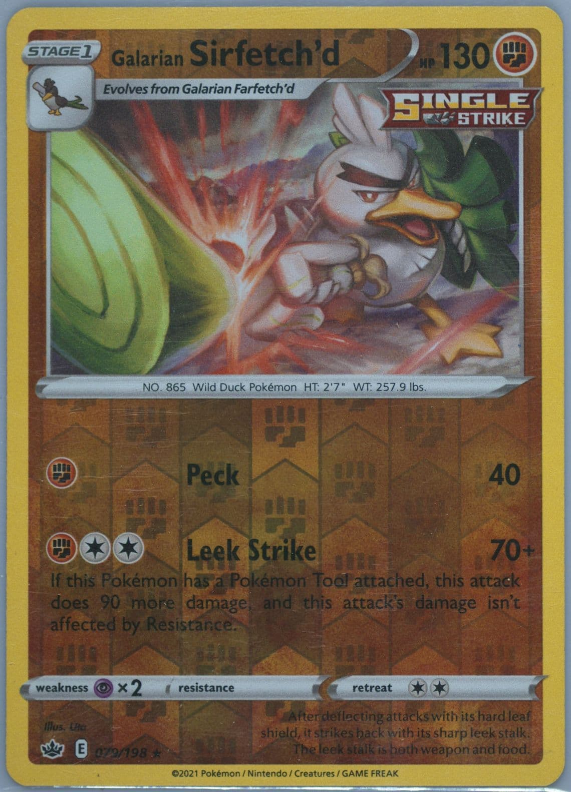 Galarian Sirfetch'd-Reverse Foil (079) 2021 Pokemon Sword & Shield Chilling Reign