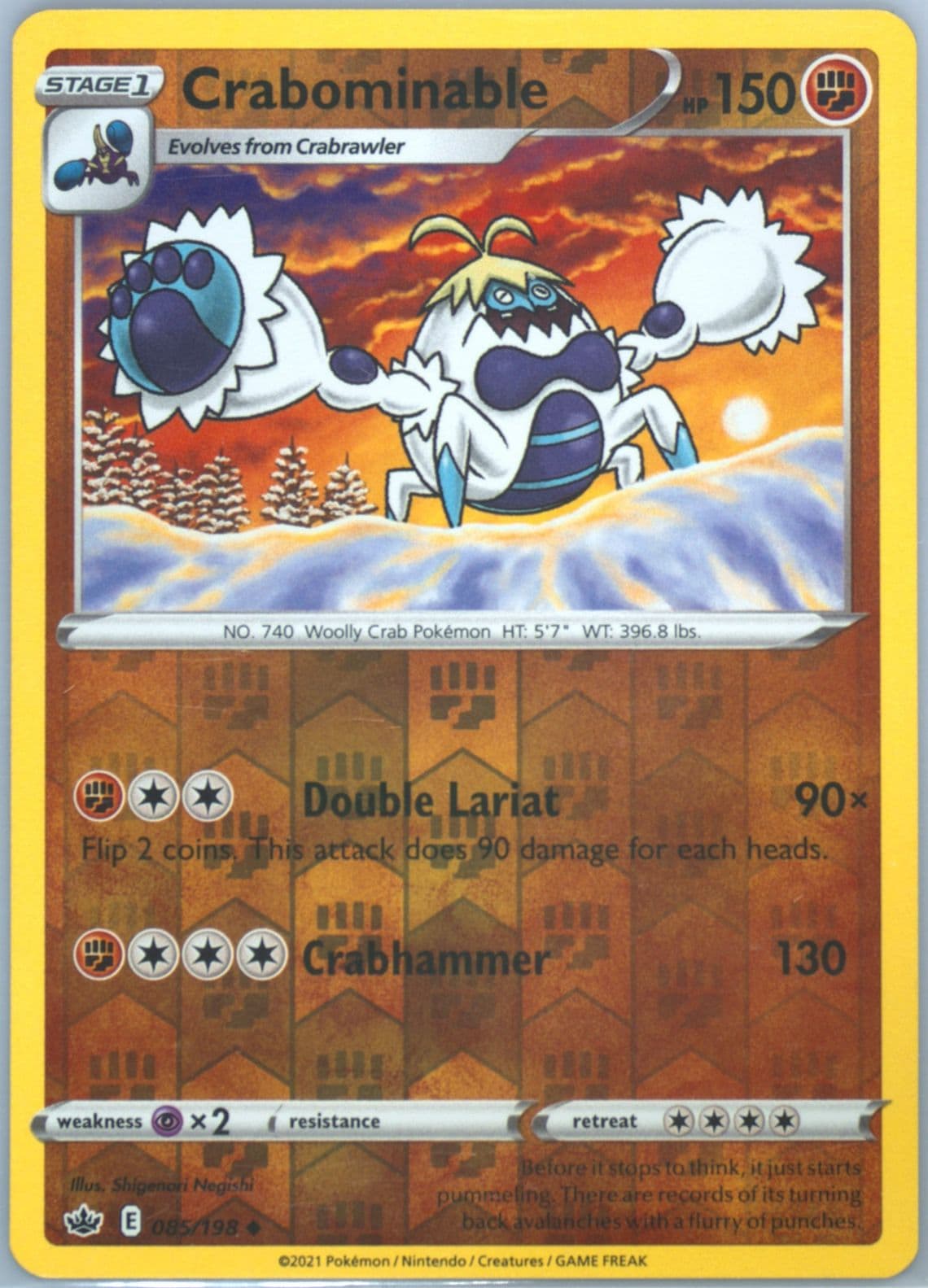 Crabominable-Reverse Foil (085) 2021 Pokemon Sword & Shield Chilling Reign