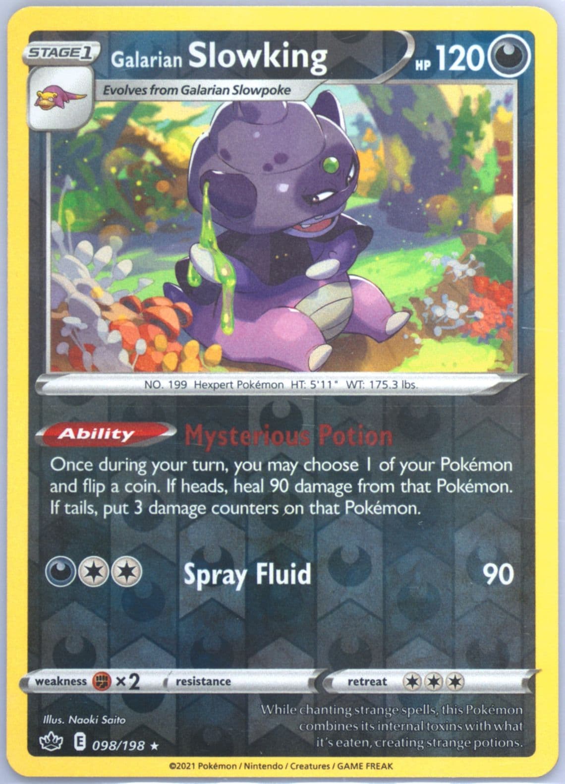 Galarian Slowking-Reverse Foil (098) 2021 Pokemon Sword & Shield Chilling Reign
