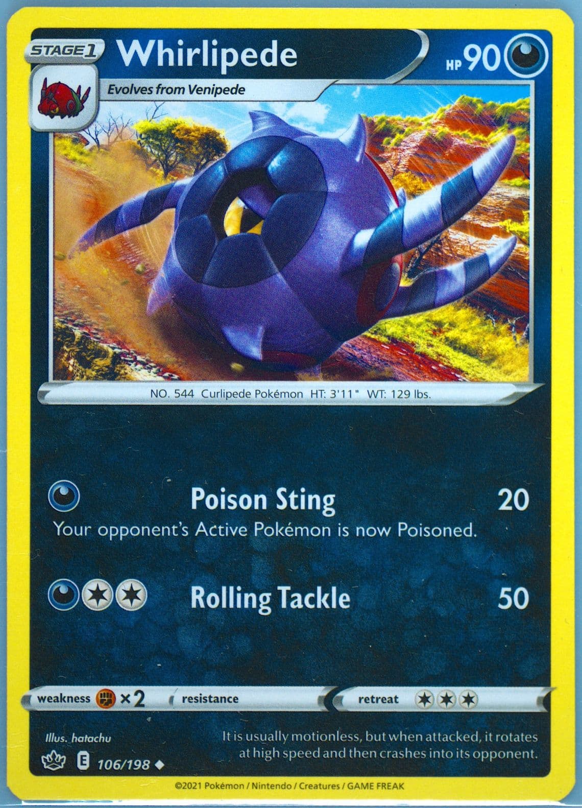 Whirlipede (106) 2021 Pokemon Sword & Shield Chilling Reign