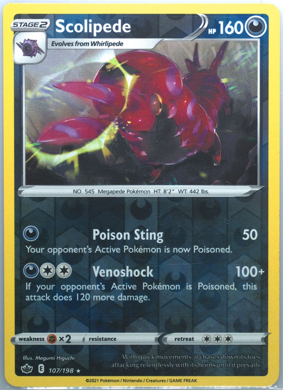 Scolipede-Reverse Foil (107) 2021 Pokemon Sword & Shield Chilling Reign