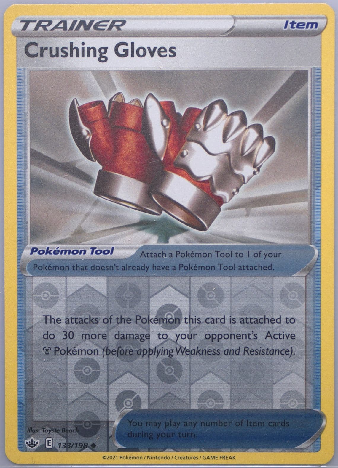 Crushing Gloves-Reverse Foil (133) 2021 Pokemon Sword & Shield Chilling Reign