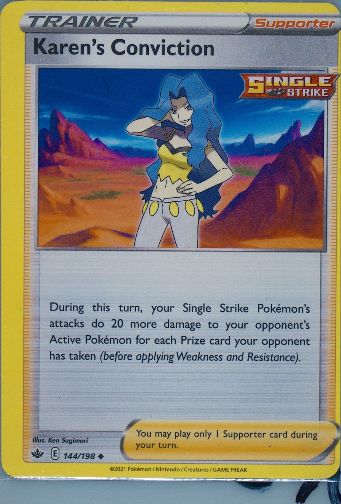 Karen's Conviction (144) 2021 Pokemon Sword & Shield Chilling Reign