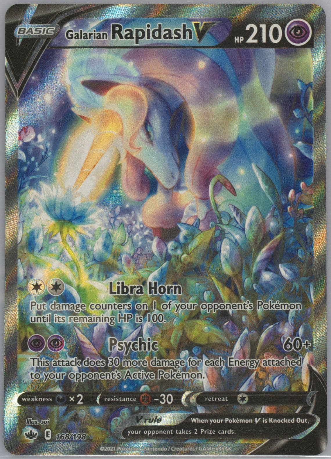 Full Art/Galarian Rapidash V (168) 2021 Pokemon Sword & Shield Chilling Reign