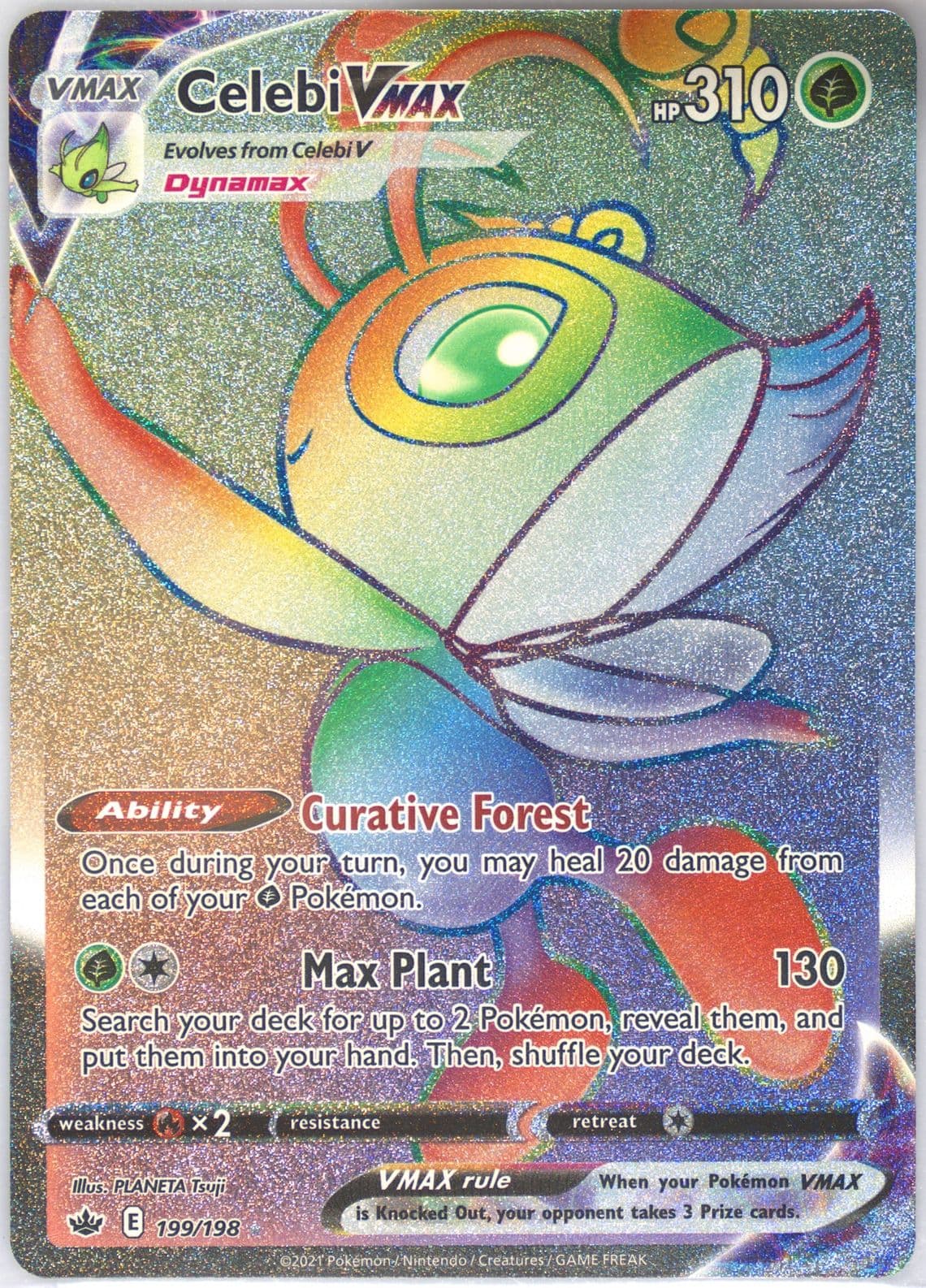 Full Art/Celebi Vmax Secret (199) 2021 Pokemon Sword & Shield Chilling Reign