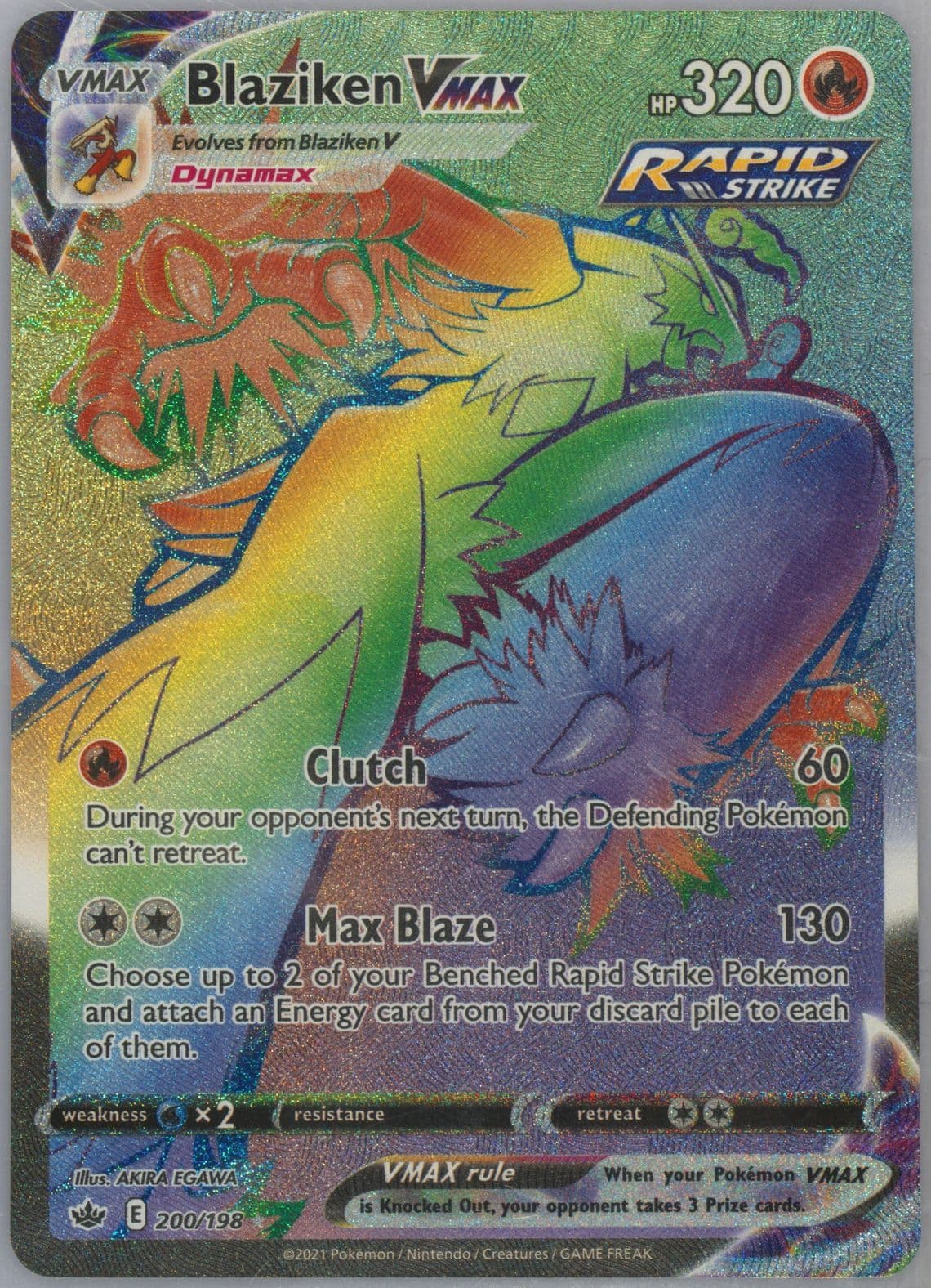 Full Art/Blaziken Vmax Secret (200) 2021 Pokemon Sword & Shield Chilling Reign