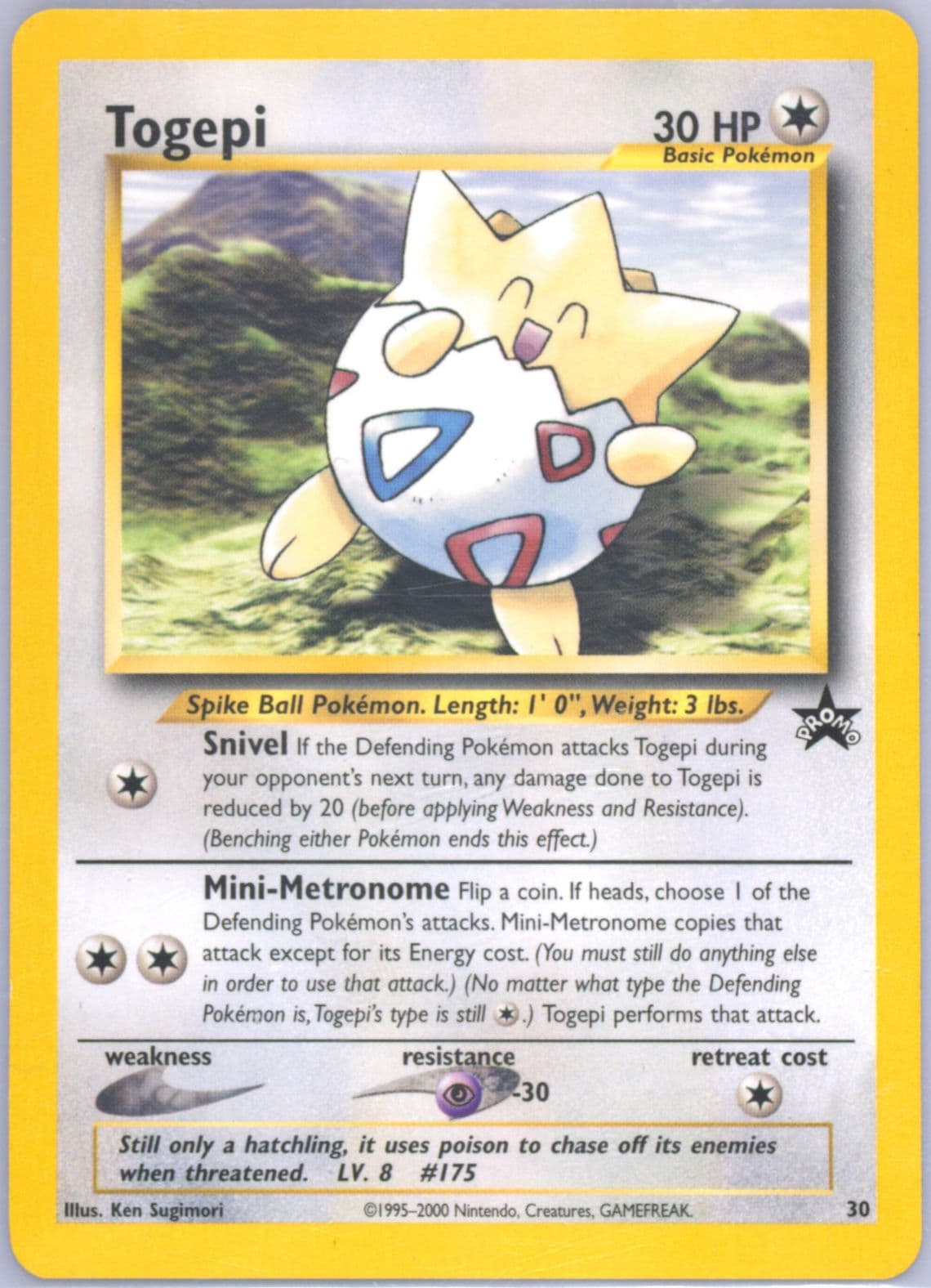 Togepi Pokemon League (30) 2001 Pokemon Promo Black Star