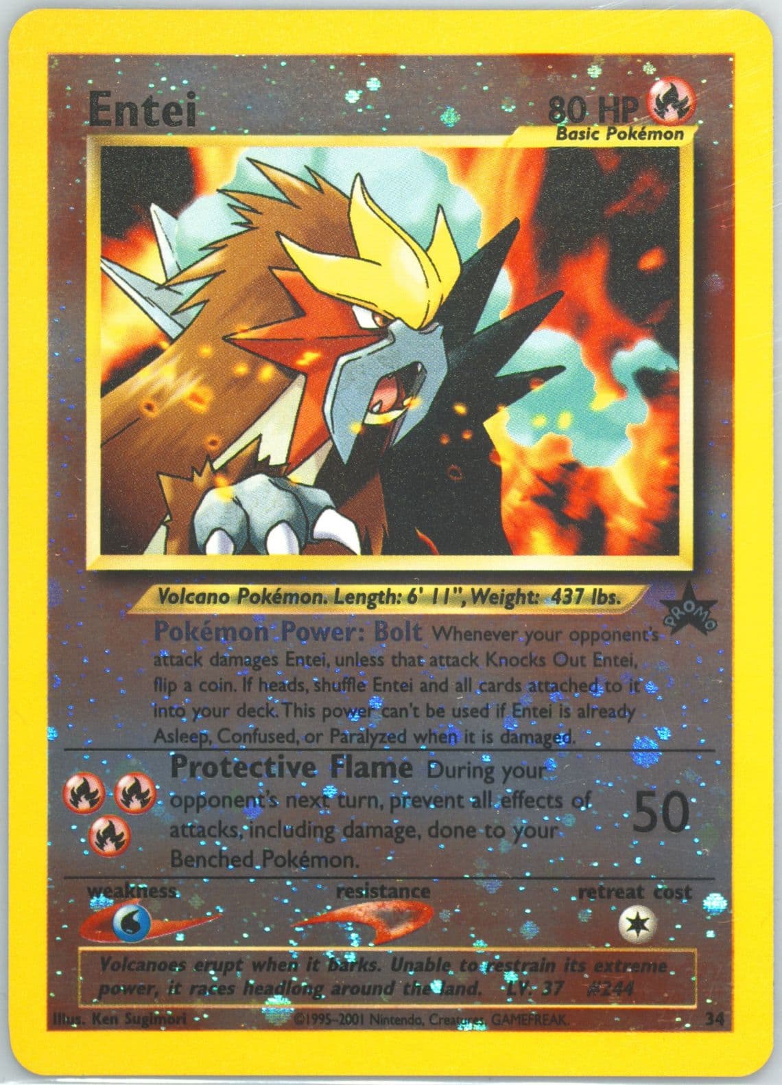 Entei-Reverse Foil Pokemon 3 Movie Promo (34) 2001 Pokemon Game Movie