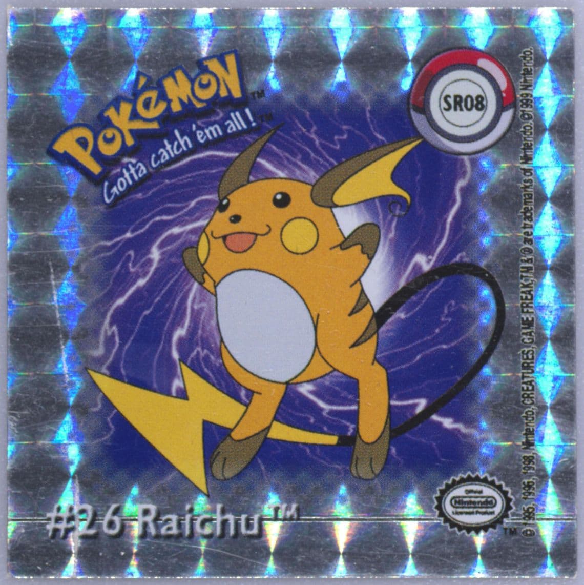 Raichu (SR8) 1999 Pokemon Action Flipz Sticker Hologram