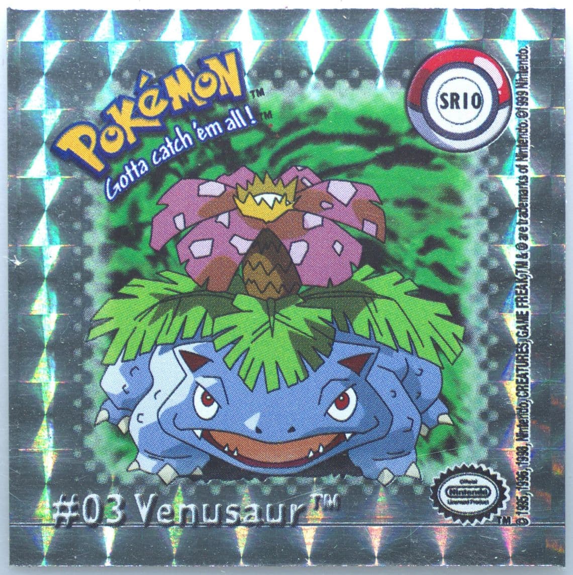 Venusaur (SR10) 1999 Pokemon Action Flipz Sticker Hologram
