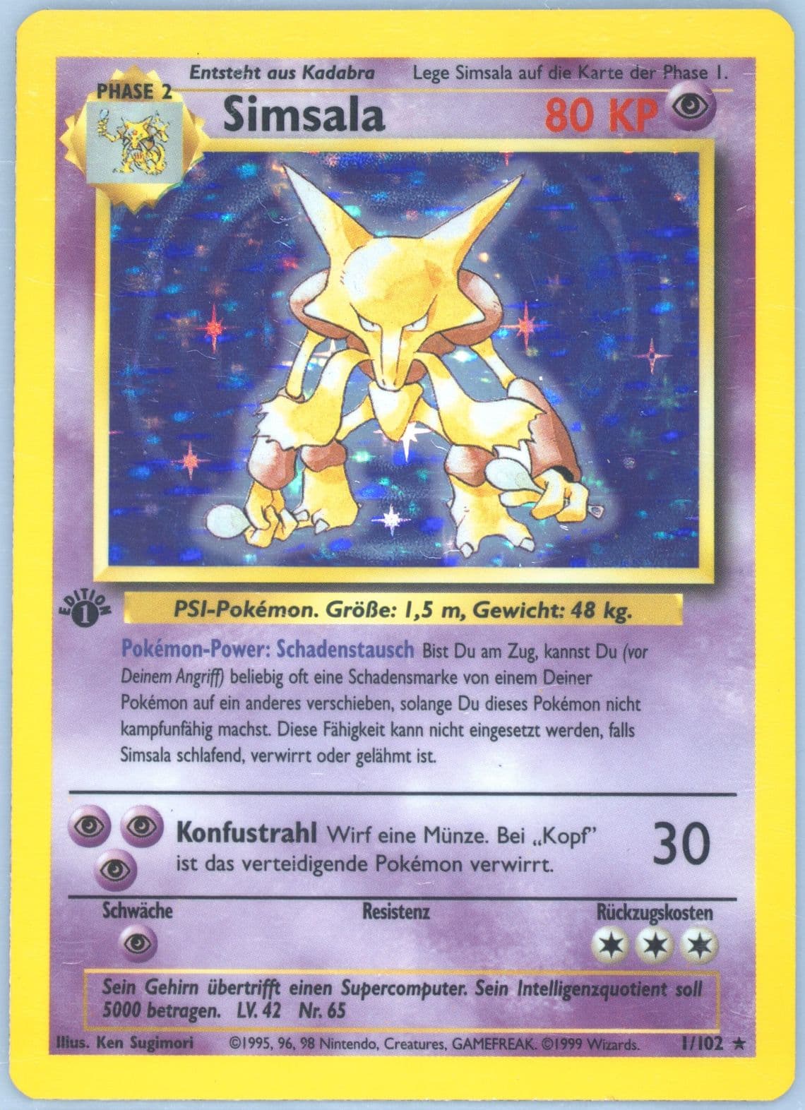 Simsala-Holo 1st Edition (1) 1999 Pokemon German