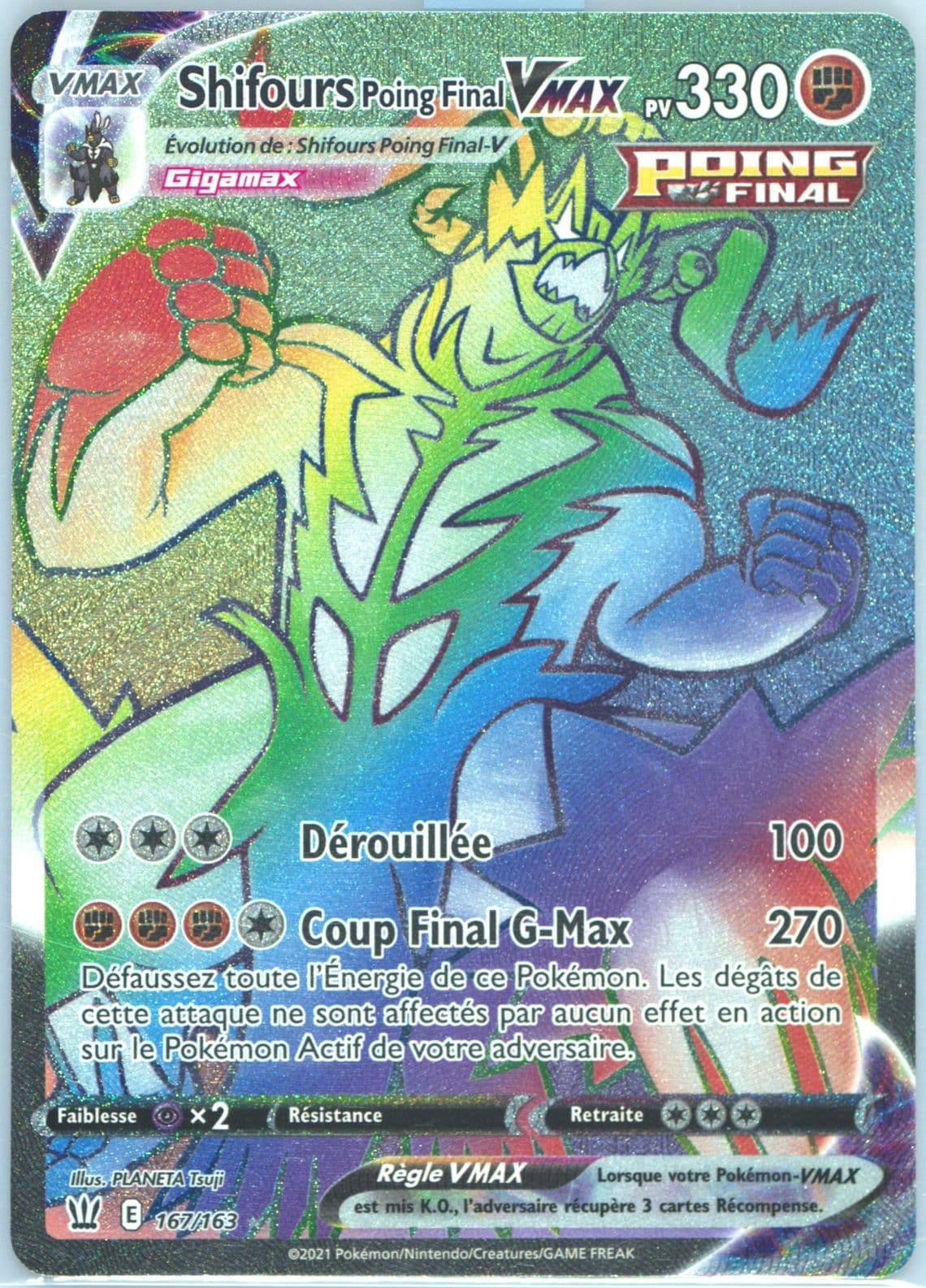 Full Art/Shifours Poing Final Vmax French-Secret (167) 2021 Pokemon Sword & Shield Battle Styles
