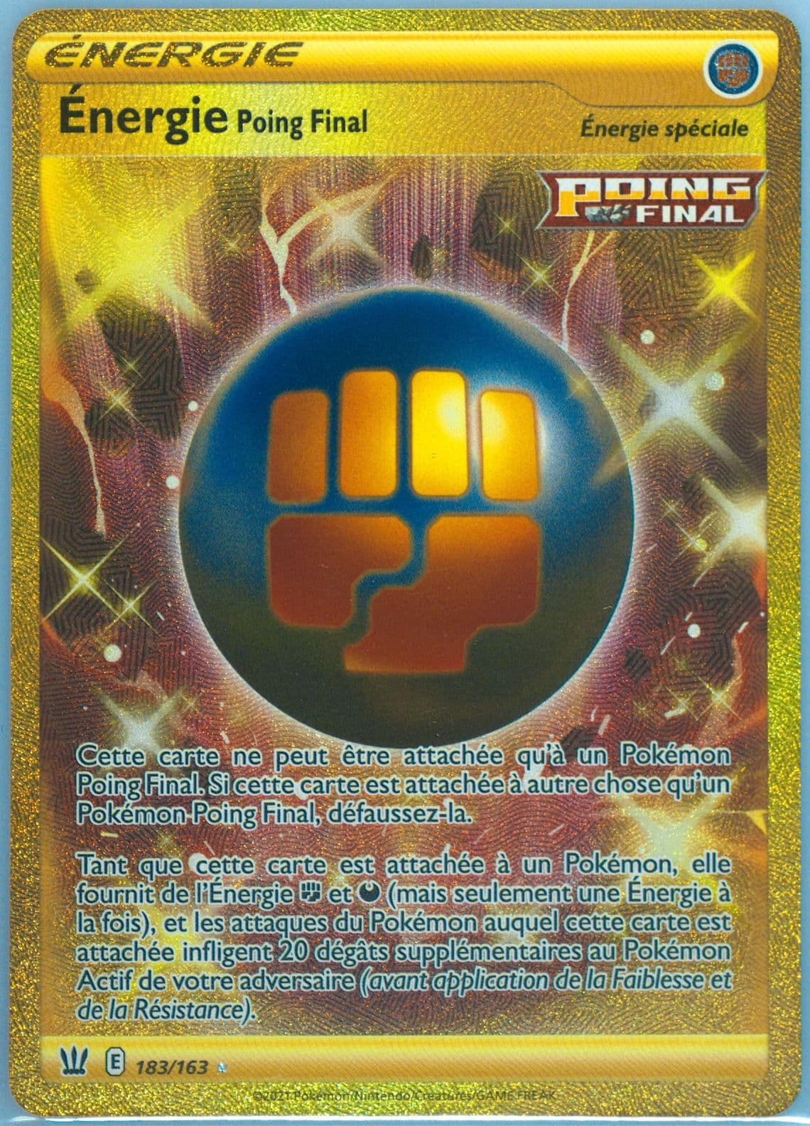 Full Art/Energie Poing Final French-Secret (183) 2021 Pokemon Sword & Shield Battle Styles