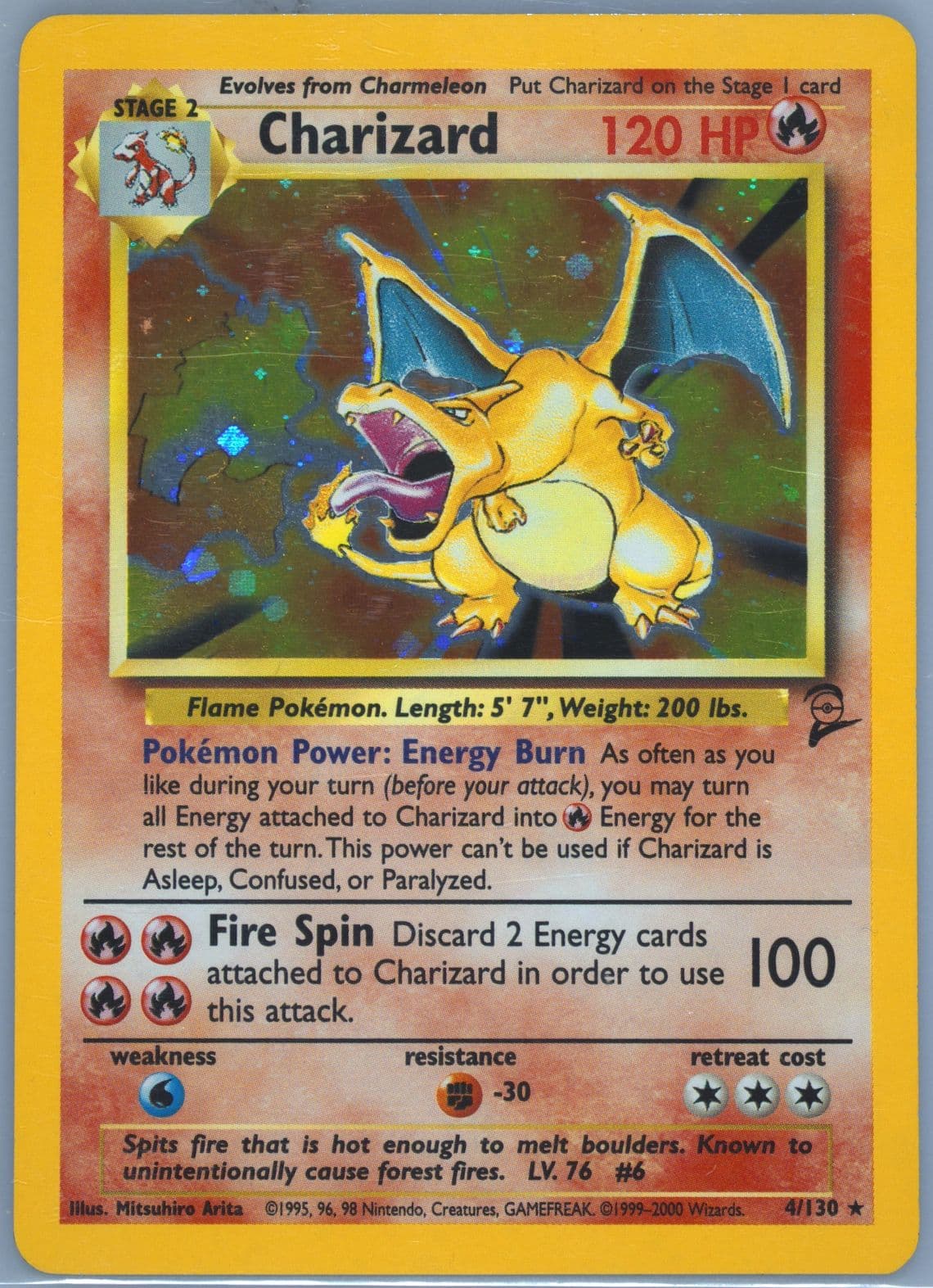 Charizard-Holo (4) 2000 Pokemon Game Base II