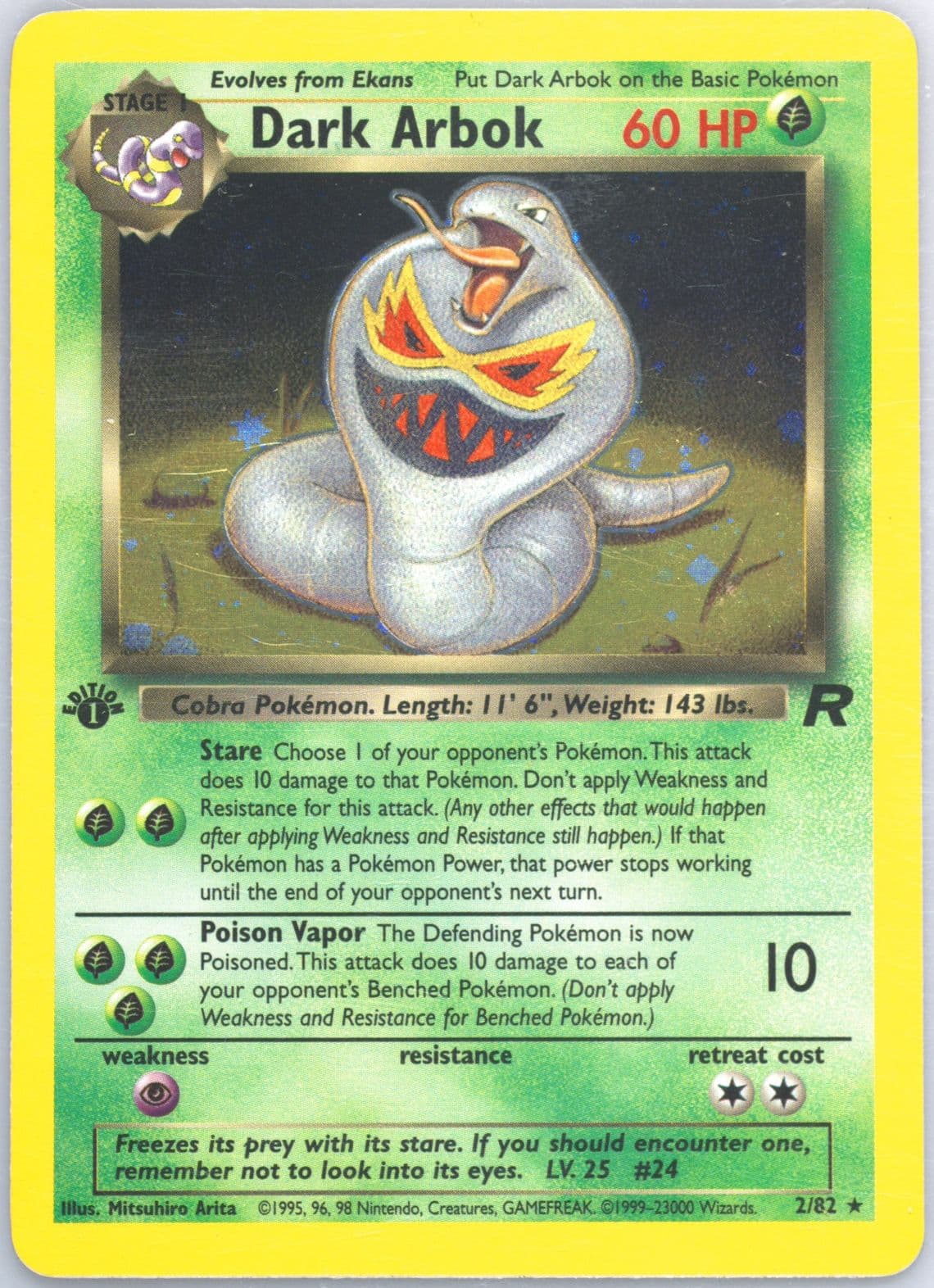 Dark Arbok-Holo 1st Edition (2) 2000 Pokemon Rocket