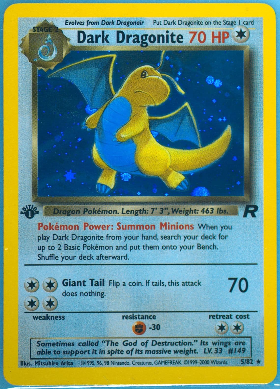 Dark Dragonite-Holo 1st Edition (5) 2000 Pokemon Rocket