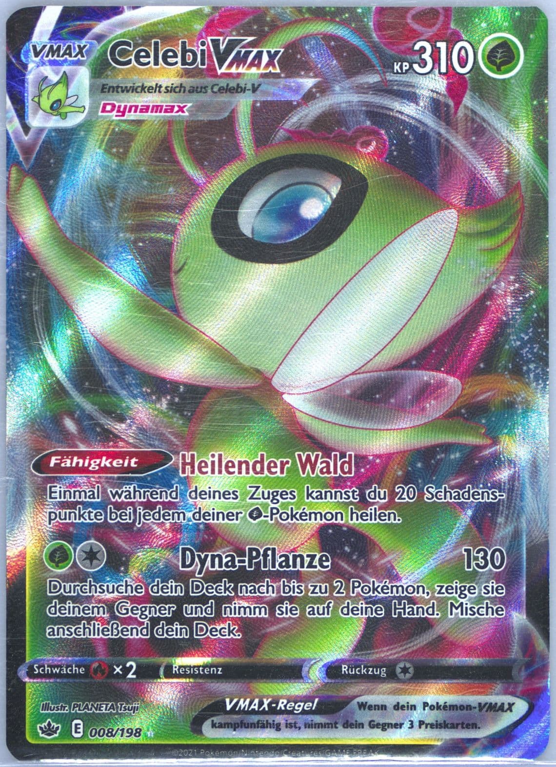 Full Art/Celebi Vmax German (008) 2021 Pokemon Sword & Shield Chilling Reign