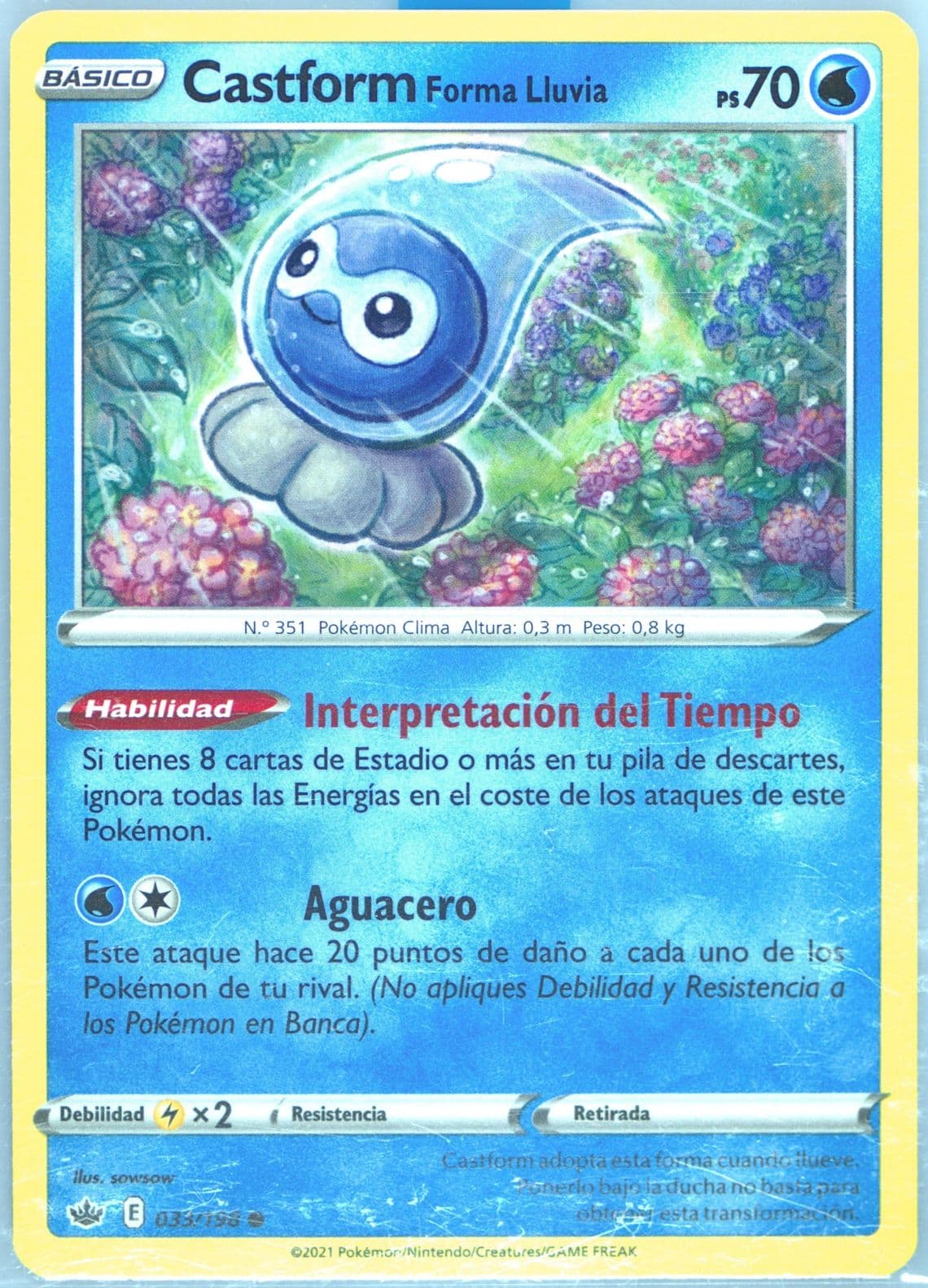 Castform Forma Lluvia Spanish (033) 2021 Pokemon Sword & Shield Chilling Reign