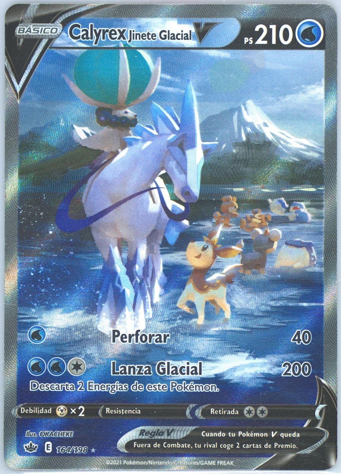Full Art/Calyrex Jinete Glacial V Spanish (164) 2021 Pokemon Sword & Shield Chilling Reign
