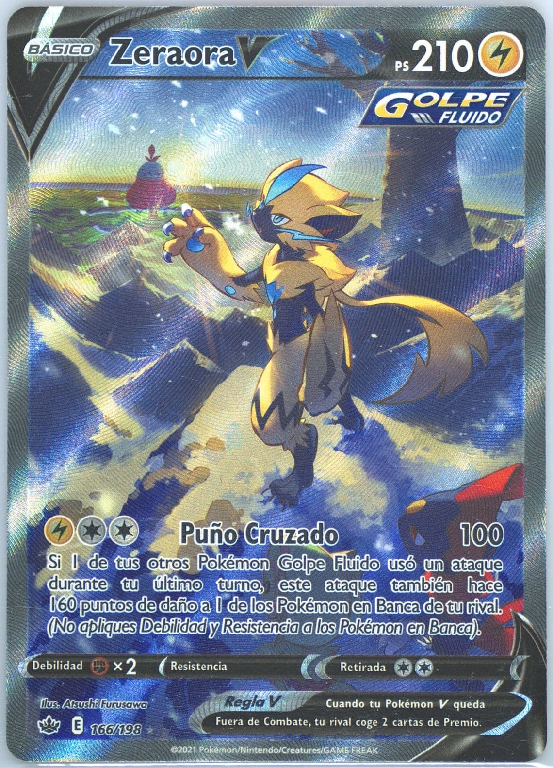 Full Art/Zeraora V Spanish (166) 2021 Pokemon Sword & Shield Chilling Reign