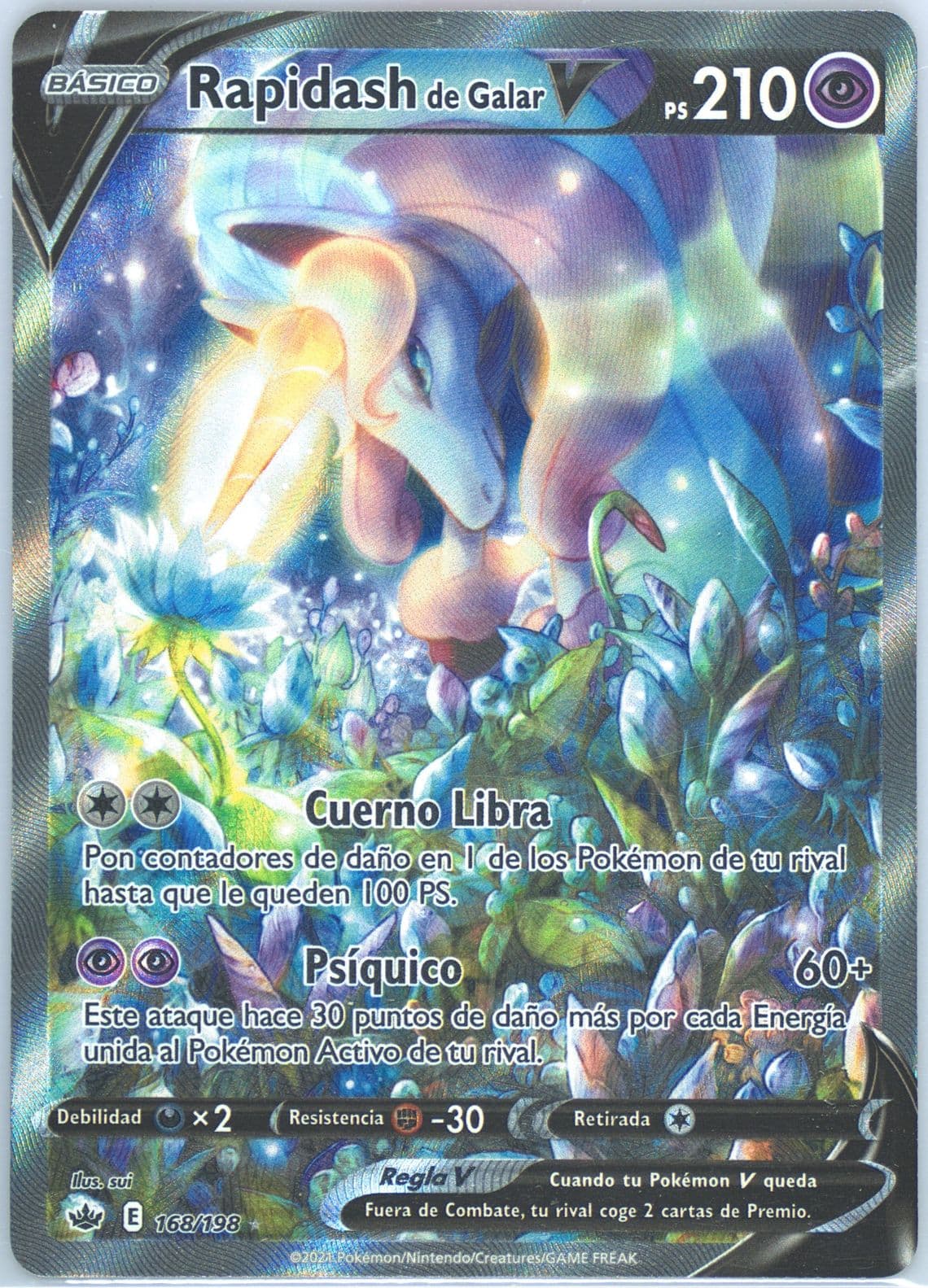 Full Art/Rapidash de Galar V Spanish (168) 2021 Pokemon Sword & Shield Chilling Reign