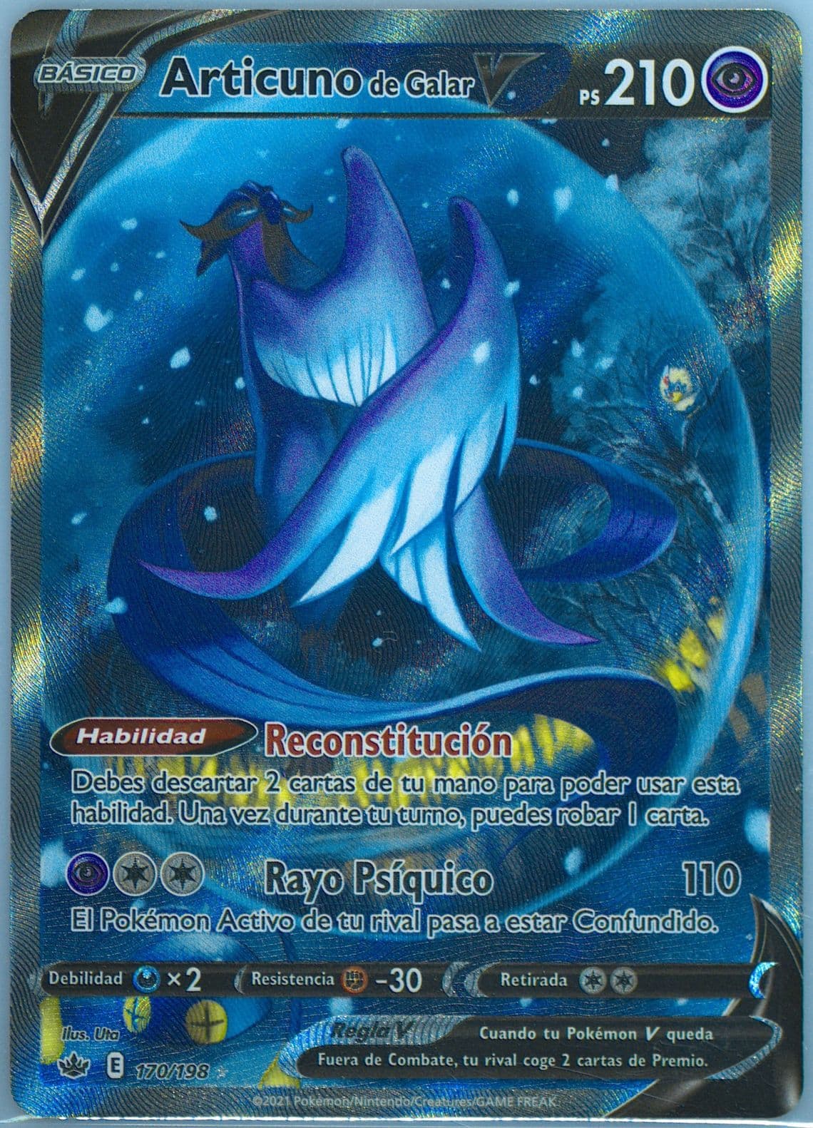 Full Art/Articuno de Galar V Spanish (170) 2021 Pokemon Sword & Shield Chilling Reign