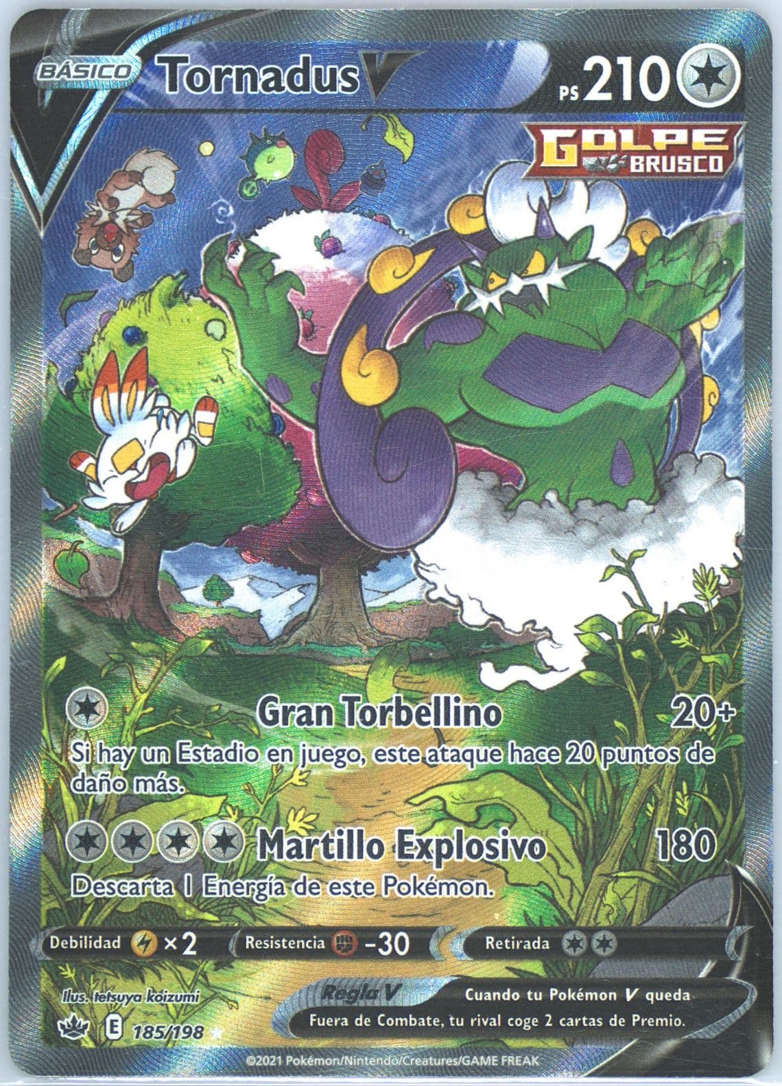 Full Art/Tornadus V Spanish (185) 2021 Pokemon Sword & Shield Chilling Reign