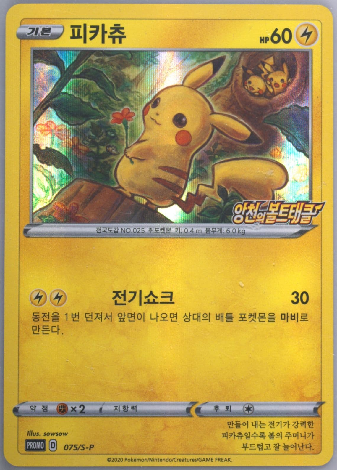 Pikachu Pikapika! Pikachu! (075) 2020 Pokemon Korean S Promo