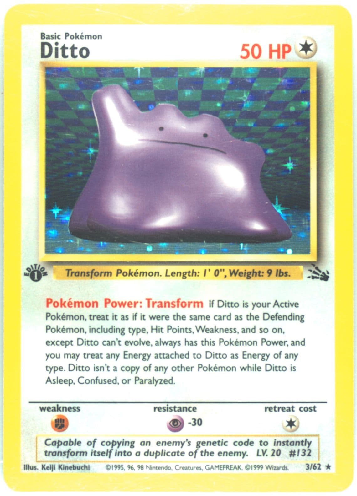 Ditto-Holo 1st Edition (3) 1999 Pokemon Fossil