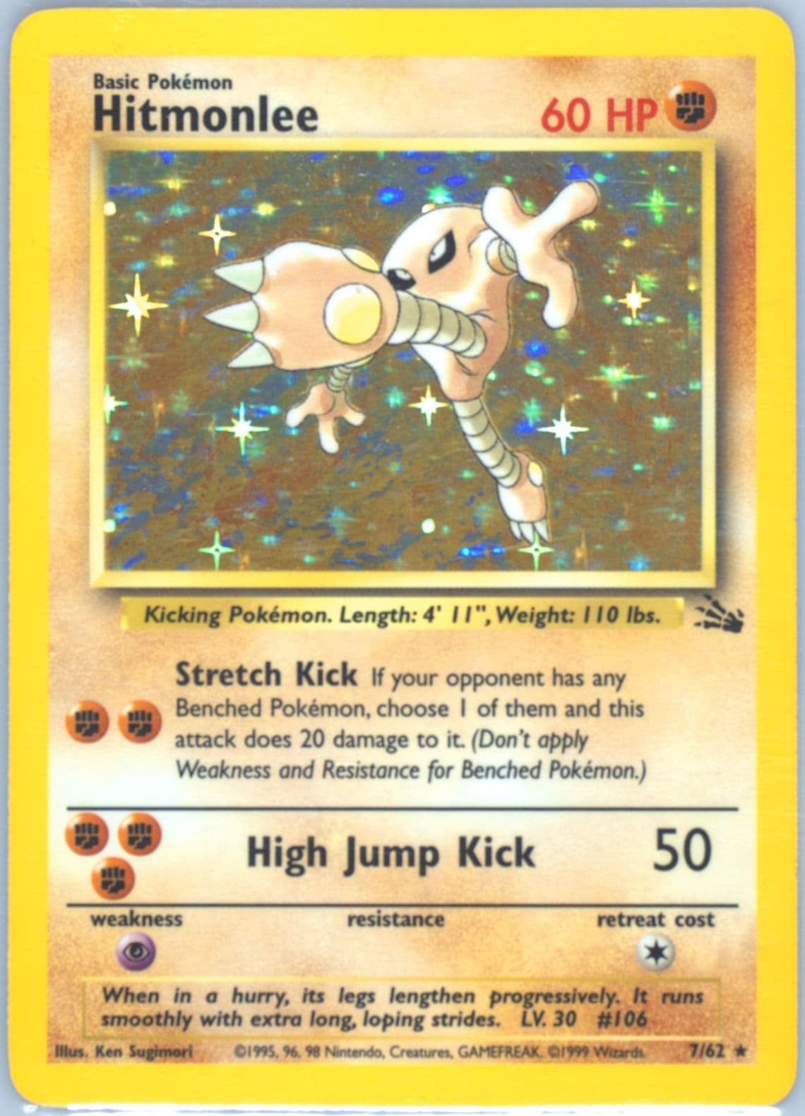 Hitmonlee-Holo (7) 1999 Pokemon Fossil