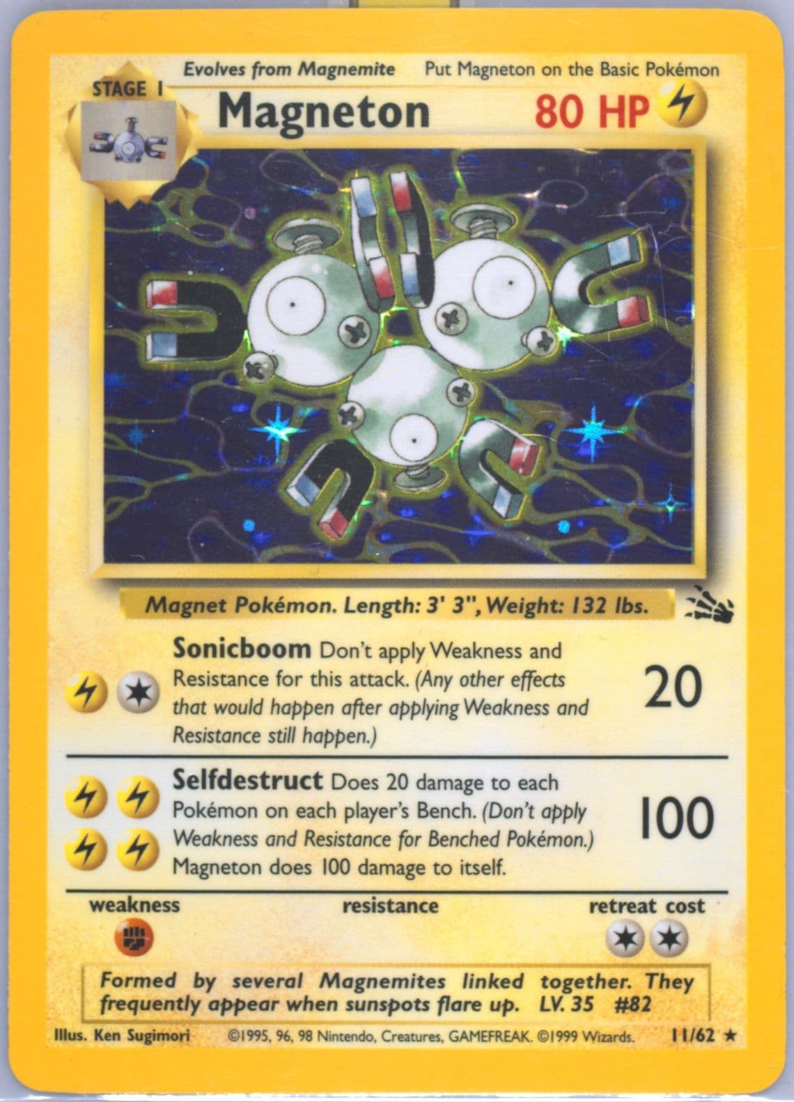 Magneton-Holo (11) 1999 Pokemon Fossil