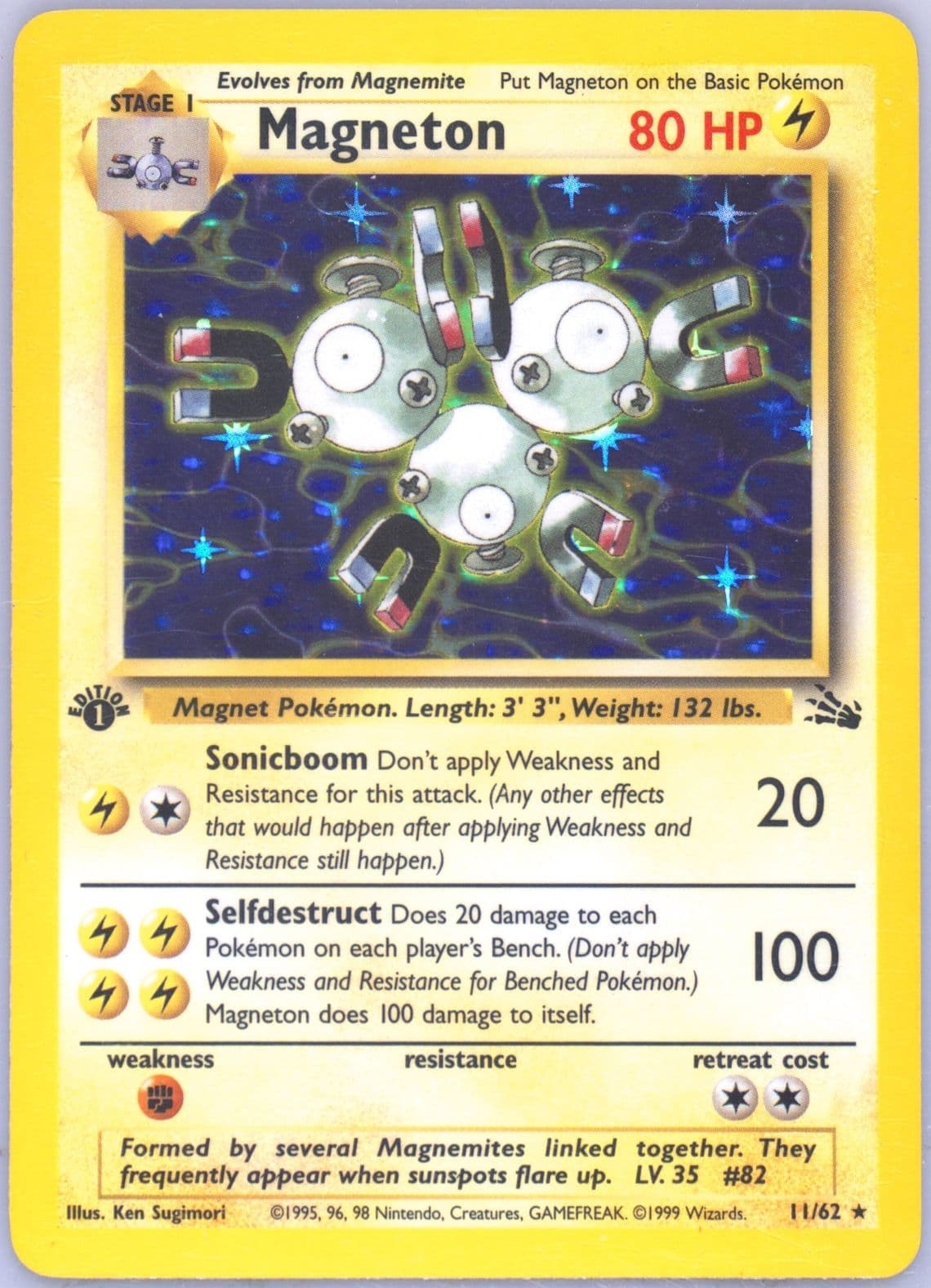 Magneton-Holo 1st Edition (11) 1999 Pokemon Fossil