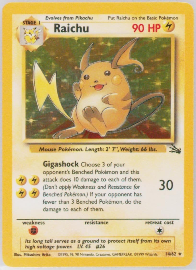 Raichu-Holo (14) 1999 Pokemon Fossil