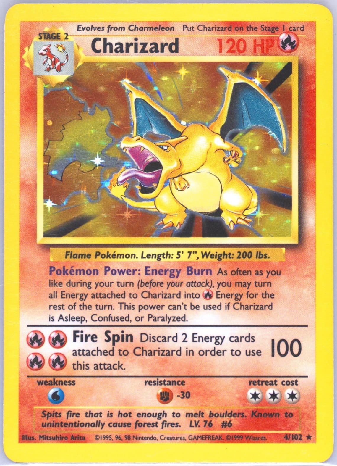 Charizard-Holo (4) 1999 Pokemon Game