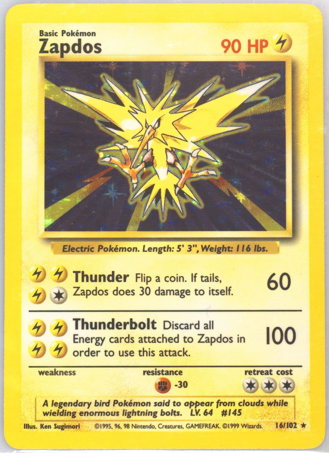 Zapdos-Holo (16) 1999 Pokemon Game