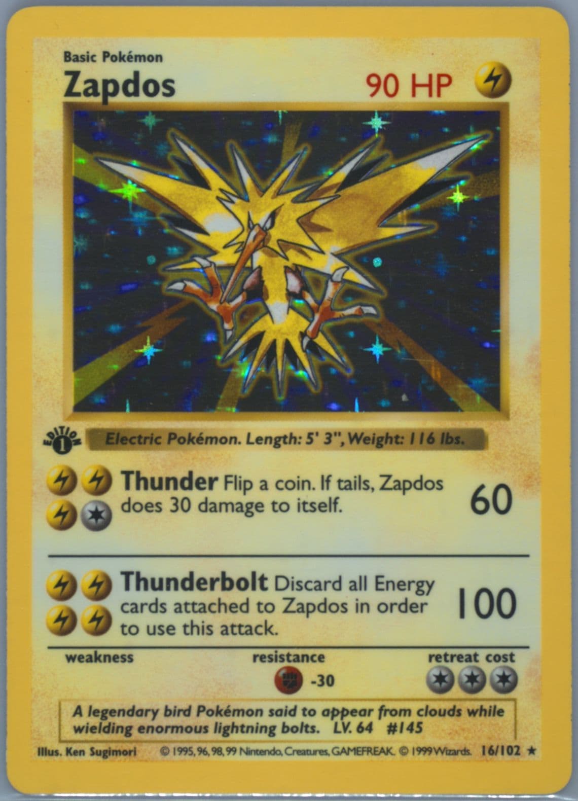 Zapdos-Holo 1st Edition (16) 1999 Pokemon Game