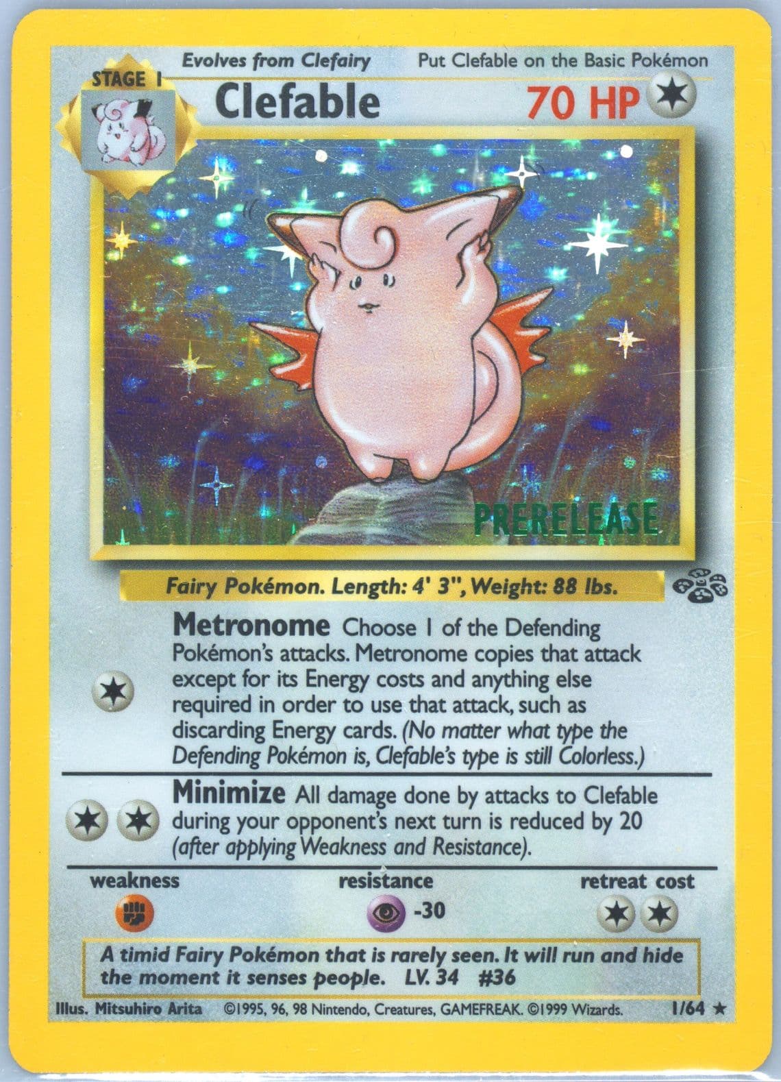 Clefable-Holo Prerelease (1) 1999 Pokemon Jungle
