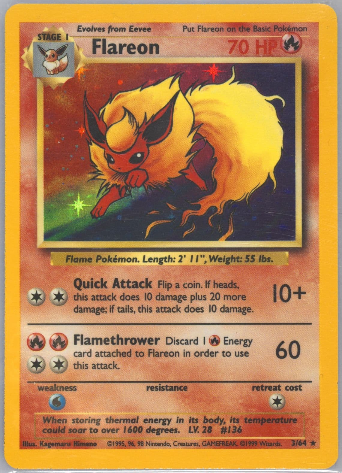 Flareon-Holo No Symbol (3) 1999 Pokemon Jungle