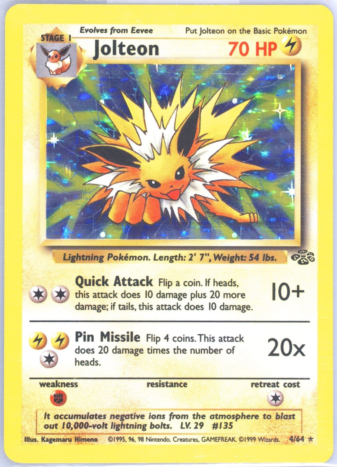 Jolteon-Holo (4) 1999 Pokemon Jungle