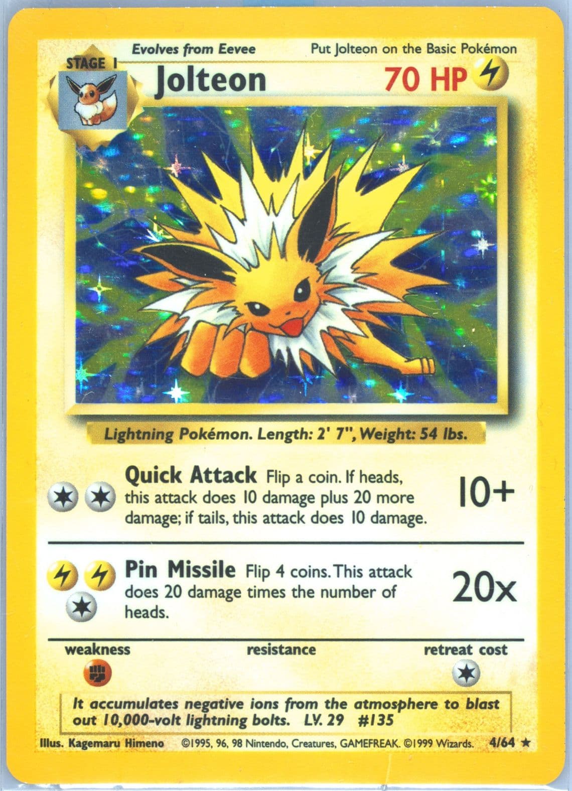 Jolteon-Holo No Symbol (4) 1999 Pokemon Jungle
