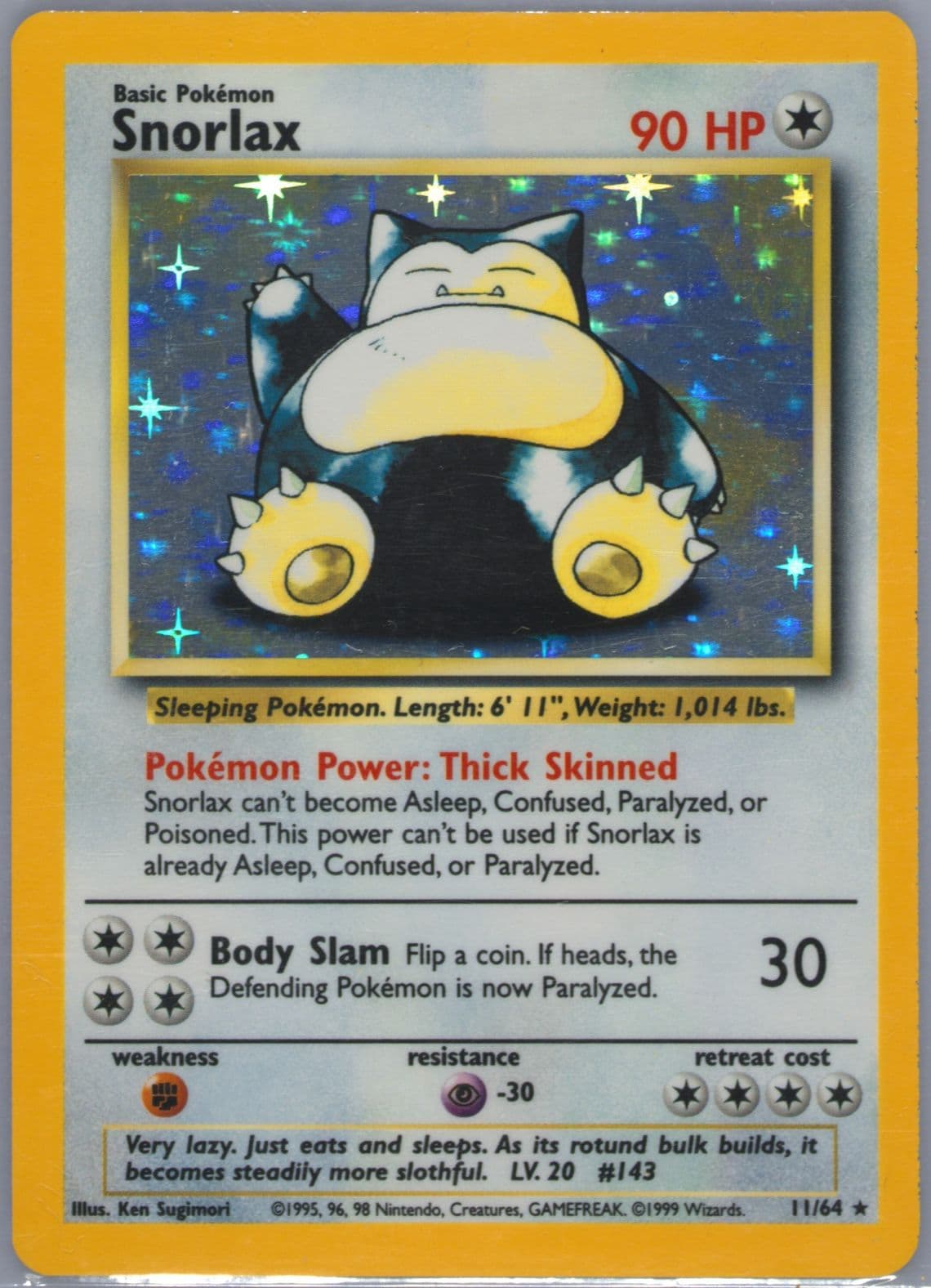Snorlax-Holo No Symbol (11) 1999 Pokemon Jungle