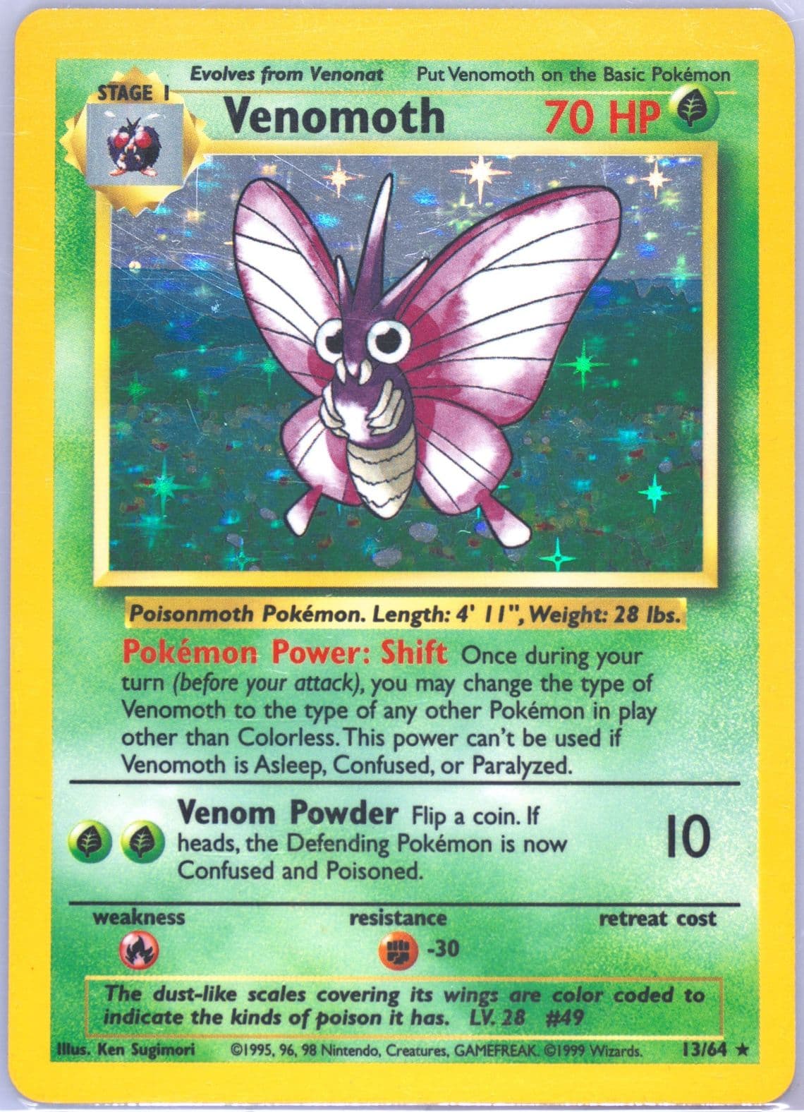 Venomoth-Holo No Symbol (13) 1999 Pokemon Jungle