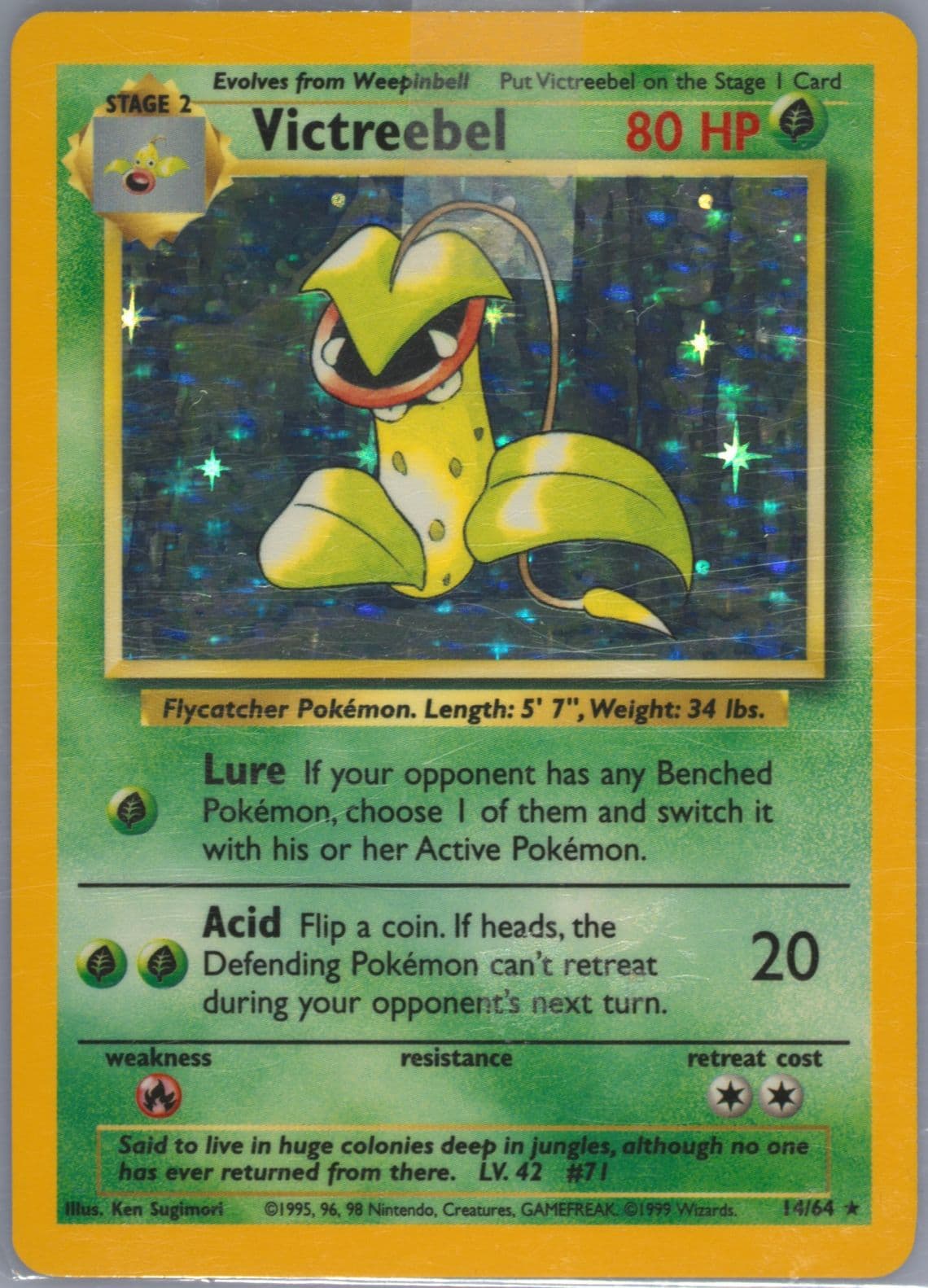 Victreebel-Holo No Symbol (14) 1999 Pokemon Jungle