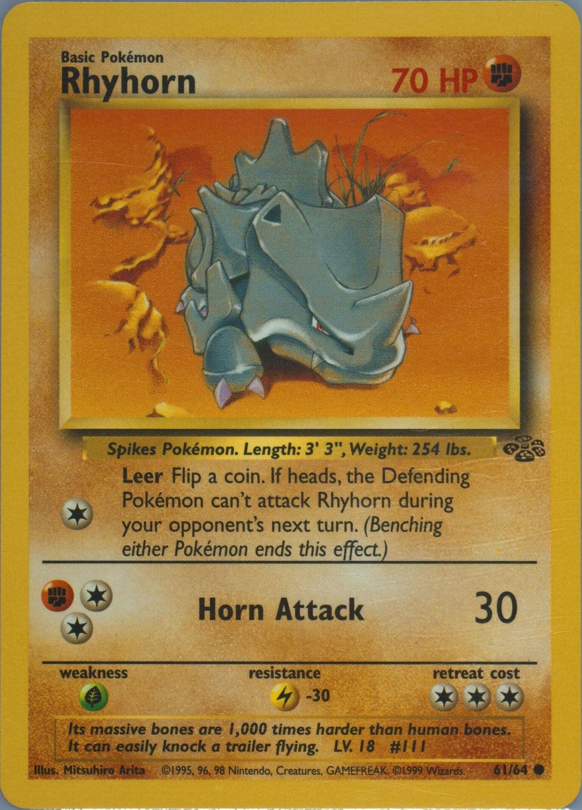 Rhyhorn (61) 1999 Pokemon Jungle