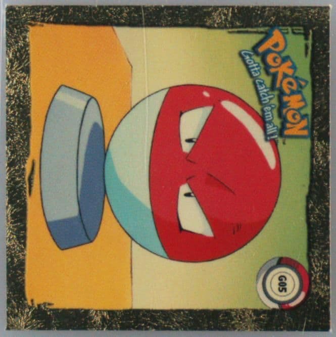Voltorb (G05) 1999 Pokemon Stickers Series 1 Rare Gold Stickers