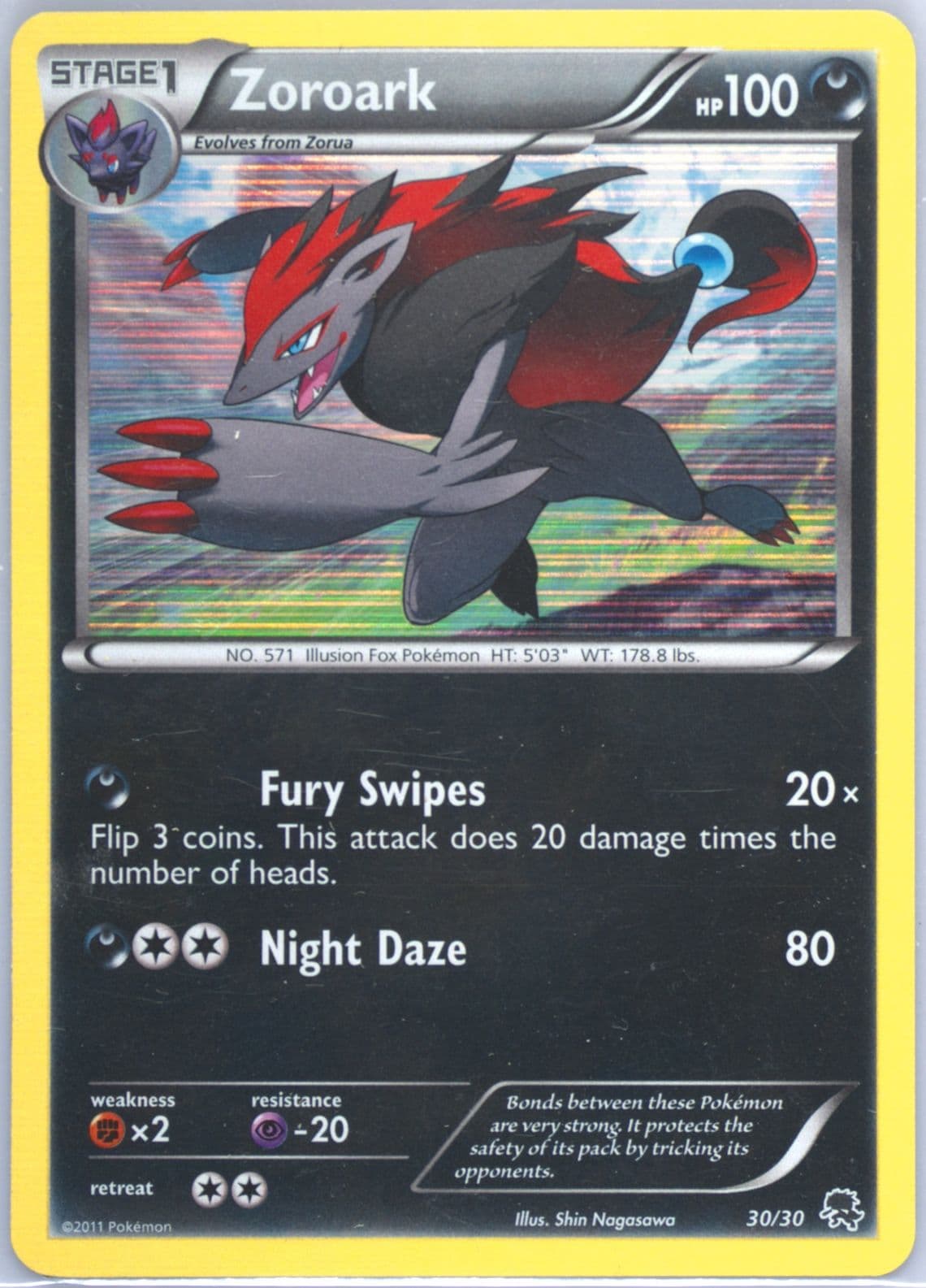 Zoroark Holo (30) 2011 Pokemon Black & White Trainer Kit Zoroark Half Deck