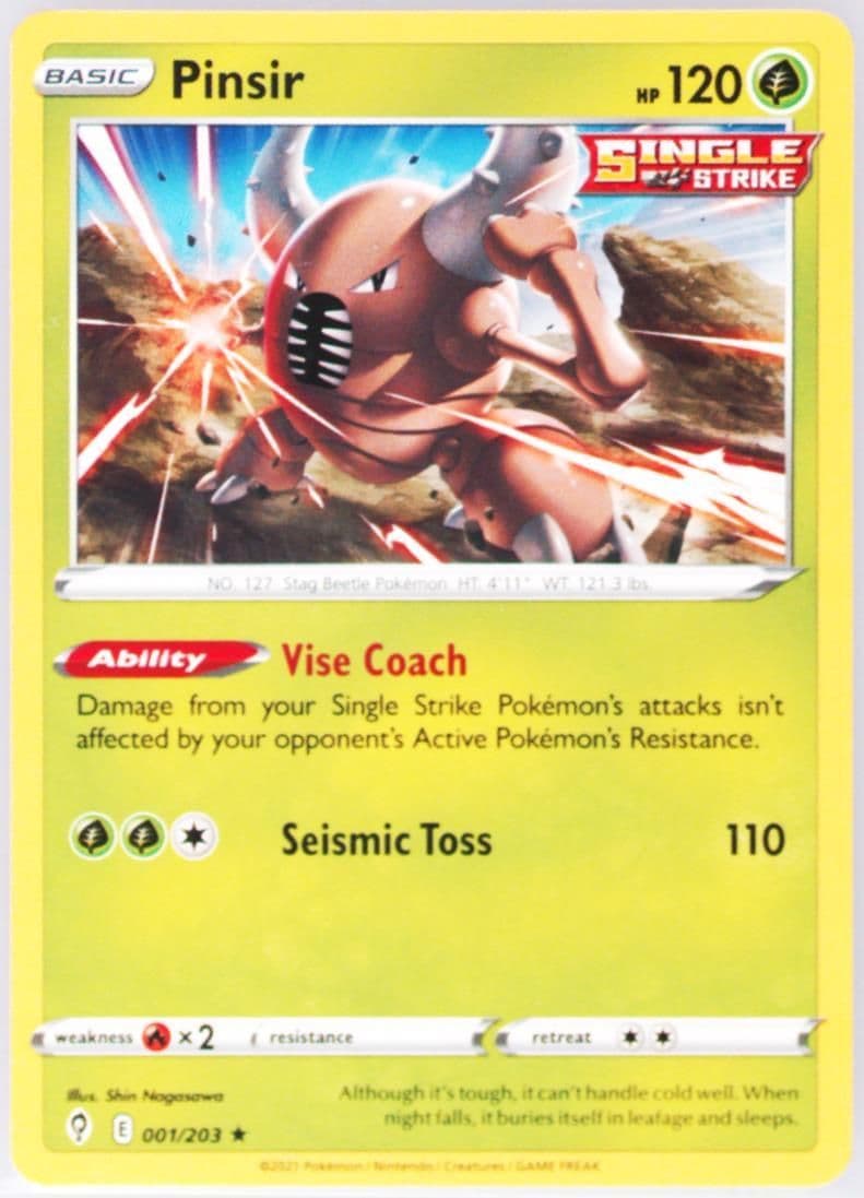 Pinsir (001) 2021 Pokemon Sword & Shield Evolving Skies